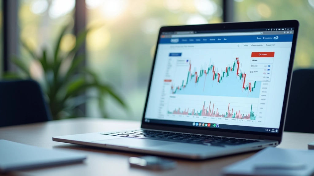 Laptop mit Aktienchartwerkzeugen und Finanzplanungssoftware für Riester-Fondssparpläne