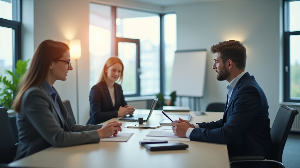 Modernes Beratungsbüro mit Finanzberatern und Kunden bei einer Riester-Rente Optimierungssitzung
